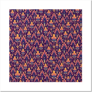 Cool Pattern Neck Gator Purple and Orange Abstract Pattern Posters and Art